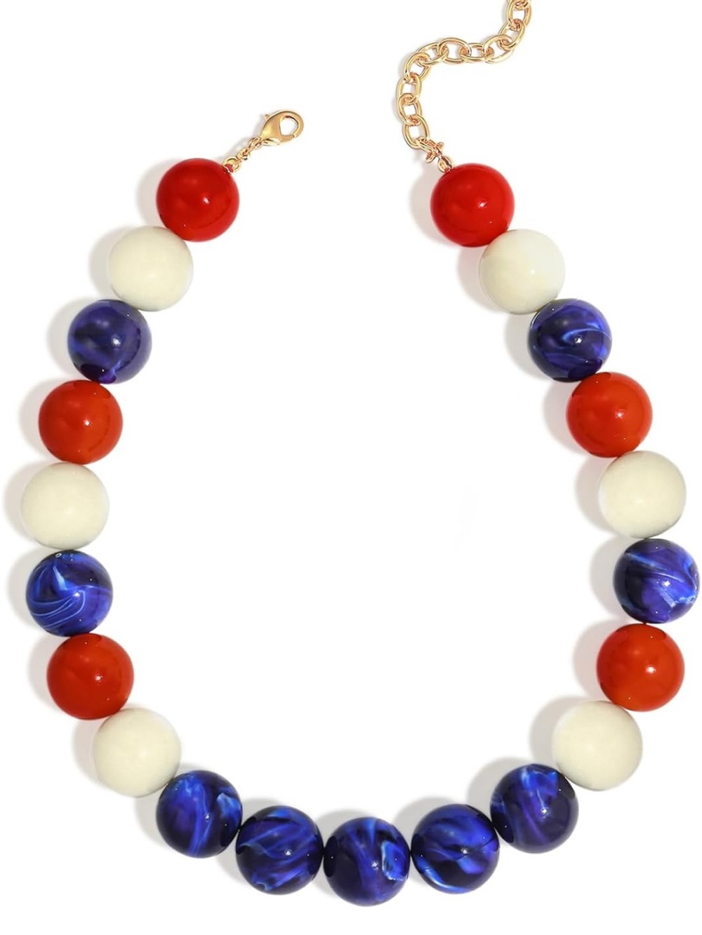Anthropologie Red White Blue Beaded Statement Necklace